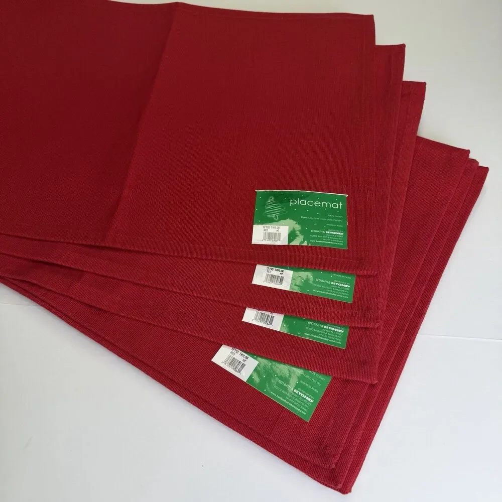 Bed Bath and Beyond Set of 9 Cotton Taylor Red Placemats Holiday 20